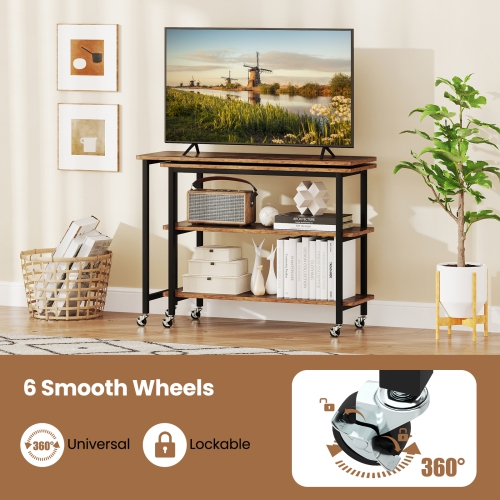 Gymax 360° Free Rotating Sofa Side Table Mobile L-shaped Laptop Table w/ Sliding Tabletop