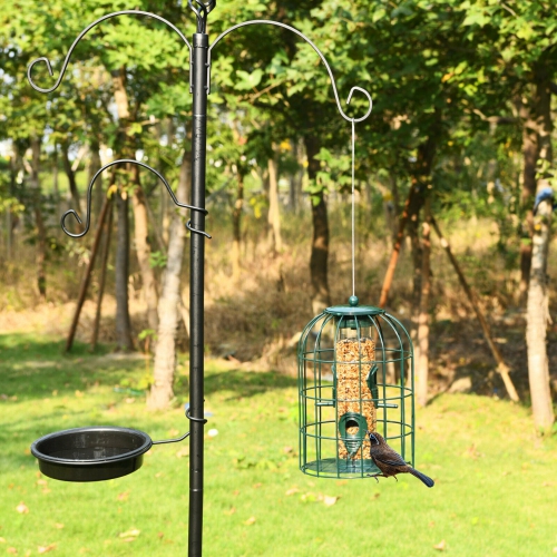 Gymax Squirrel-proof Caged Tube Wild Bird Feeder Outdoor Metal Seed Guard Deterrent