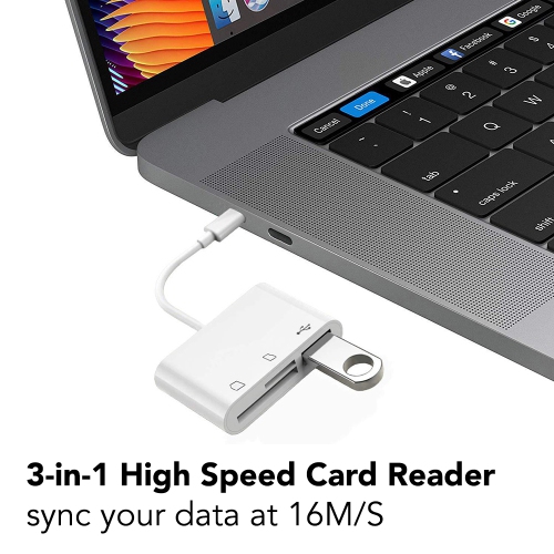 Lecteur de cartes 3 en 1 USB-C vers SD, Micro SD et USB pour PC, Mac, iPad, tablettes et smartphones Android | Lecteur Flash USB MicroSD USB 2.0