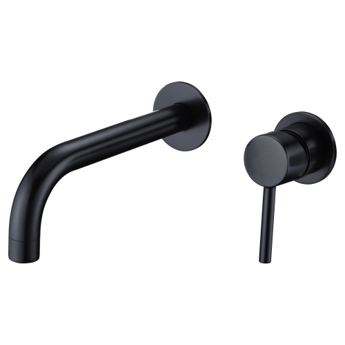 AGUA CANADA  - Rufus-Bk - Matte Finish Wall Mounted Bathroom Basin Faucet Round Single In Black