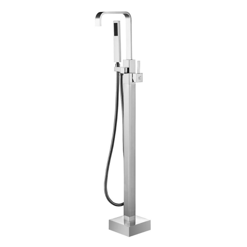 Agua Canada - SAKURA - Chrome-Plated Brass Finish Modern Square Freestanding Bathtub Faucet W/ Hand Shower