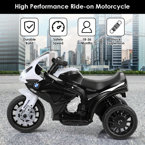Gymax Kids Ride On Motorcycle BMW Licensed 6V Electric 3 Wheels Bicycle w/ Music&Light
