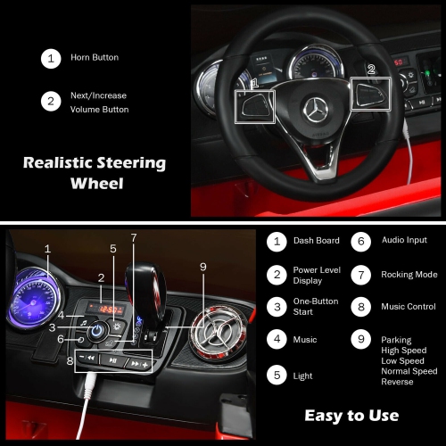 Gymax 12V 2-Seater Kids Ride On Car Licensed Mercedes Benz X Class RC w/ Trunk