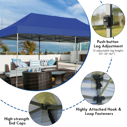 Gymax 10'x20' Pop up Canopy Tent Folding Heavy Duty Sun Shelter Adjustable W/Bag