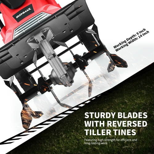 Gymax 14-Inch 10 Amp Corded Electric Tiller and Cultivator 9'' Tilling Depth Red