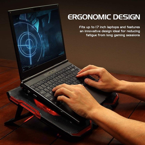 ENHANCE Cryogen Laptop Cooling Stand 5 Fans 2 USB Ports Slim Design with Red LED