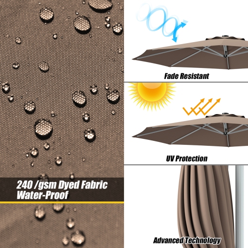 Gymax 11Ft Patio Offset Hanging Cantilever Umbrella 360° Tilt w/ Base