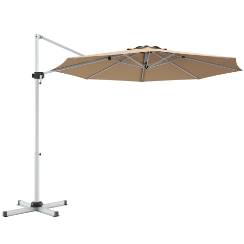 Gymax 11Ft Patio Offset Hanging Cantilever Umbrella 360° Tilt w/ Base