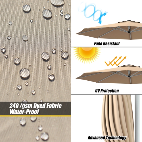 Gymax 11Ft Patio Offset Hanging Cantilever Umbrella 360° Tilt w/ Base