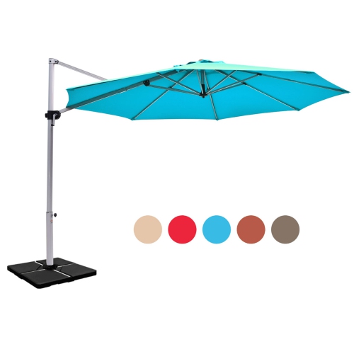 Gymax 11Ft Patio Offset Hanging Cantilever Umbrella 360° Tilt w/ Base