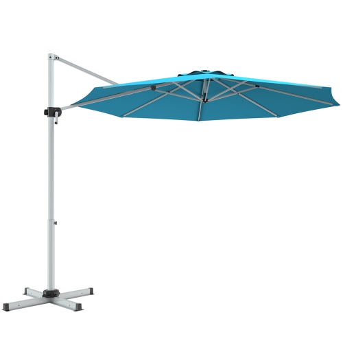 Gymax 11Ft Patio Offset Hanging Cantilever Umbrella 360° Tilt w/ Base