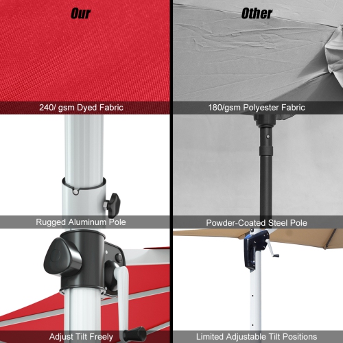 Gymax 11Ft Patio Offset Hanging Cantilever Umbrella 360° Tilt w/ Base