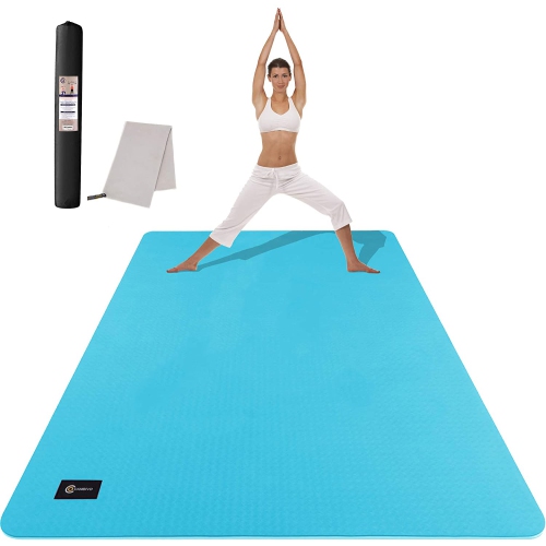 Large Yoga Mat, Non-Slip Extra Wide Workout Mat,Eco-Friendly Barefoot TPE Yoga Mat -72”x 48”x 6mm,Multiple Use