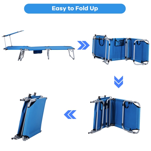 Gymax Foldable Lounge Chair Adjustable Outdoor Beach Patio Pool Recliner W/ Sun Shade