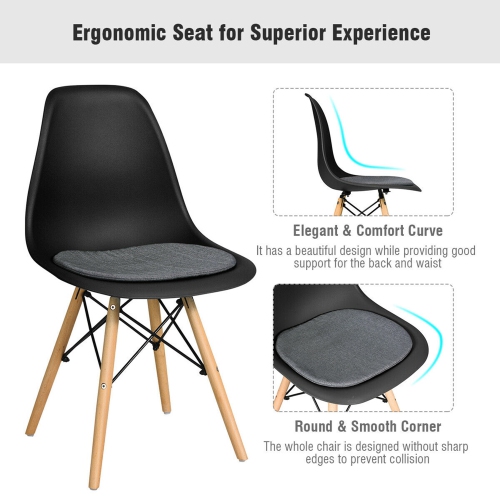 Gymax 4PCS Dining Chair Mid Century Modern DSW Chair Furniture W/ Linen Cushion Black