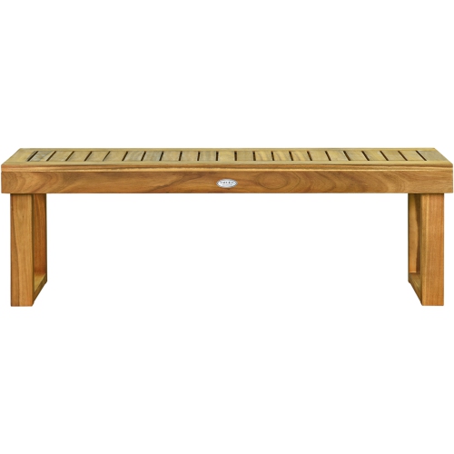 Gymax Acacia Wood Bench Dining Bench Patio Garden w/ Slatted Seat Indonesia Teak