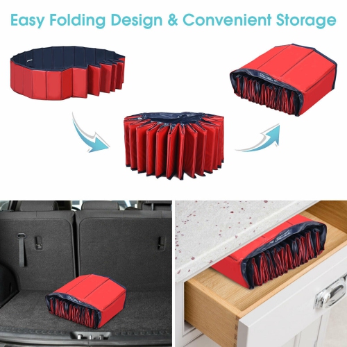 Gymax 63'' Foldable Dog Pet Pool Kiddie Bathing Tub Indoor Outdoor Leakproof Portable