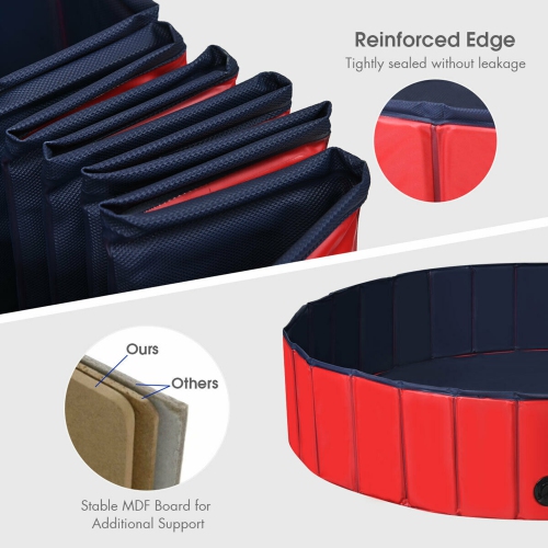 Gymax 63'' Foldable Dog Pet Pool Kiddie Bathing Tub Indoor Outdoor Leakproof Portable