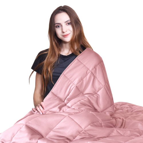 Gymax 7-15 lbs Cooling Weighted Blanket Luxury Cooler Version Blue/Pink