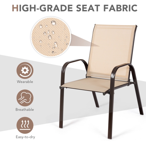 Gymax Set of 2 Patio Chairs Dining Chairs Garden Outdoor w/ Armrest Steel Frame