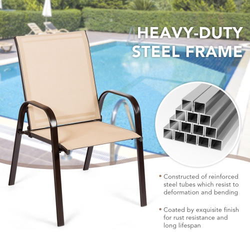 Gymax Set of 2 Patio Chairs Dining Chairs Garden Outdoor w/ Armrest Steel Frame