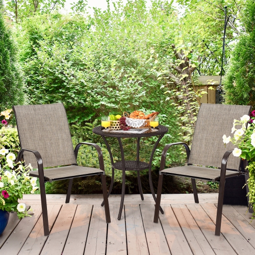 Gymax Set of 4 Patio Chairs Dining Chairs Garden Outdoor w/ Armrest Steel Frame