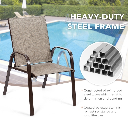 Gymax Set of 4 Patio Chairs Dining Chairs Garden Outdoor w/ Armrest Steel Frame