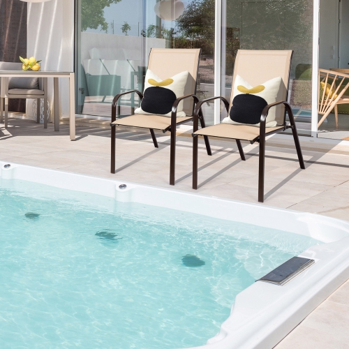 Gymax Set of 4 Patio Chairs Dining Chairs Garden Outdoor w/ Armrest Steel Frame