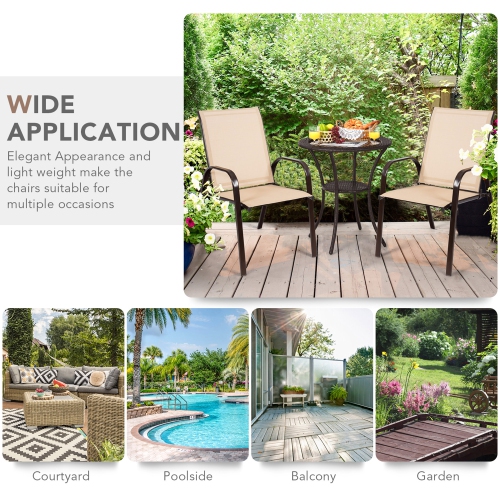 Gymax Set of 4 Patio Chairs Dining Chairs Garden Outdoor w/ Armrest Steel Frame