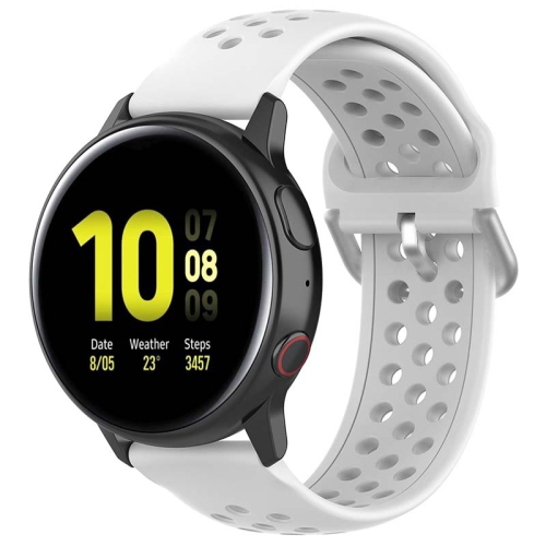 STRAPSCO  Buckle-And-Tuck Perforated Silicone Rubber Watch Band Strap for Samsung Galaxy Watch / Active / Gear - 20MM - In White