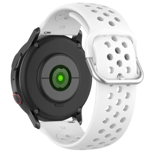 StrapsCo Buckle-and-Tuck Perforated Silicone Rubber Watch Band Strap for Samsung Galaxy Watch / Active / Gear - 20mm - White