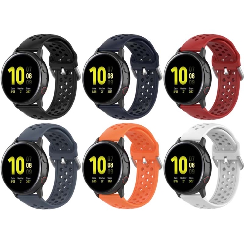 StrapsCo Buckle-and-Tuck Perforated Silicone Rubber Watch Band Strap for Samsung Galaxy Watch / Active / Gear - 20mm - White