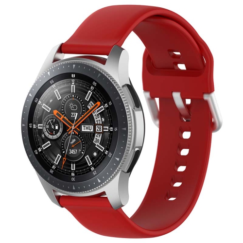 STRAPSCO  Buckle-And-Tuck Silicone Rubber Watch Band Strap for Samsung Galaxy Watch / Active / Gear - 20MM - Short-Medium - In Red