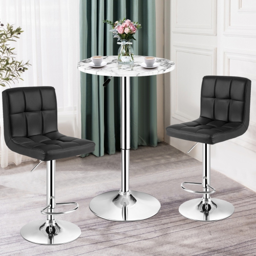 Gymax Set of 4 PU Leather Bar Stool Swivel Bar Chair w/ Adjustable Height Black