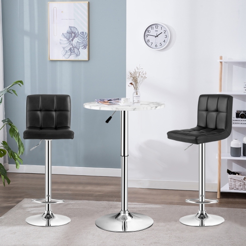 Gymax Set of 4 PU Leather Bar Stool Swivel Bar Chair w/ Adjustable Height Black