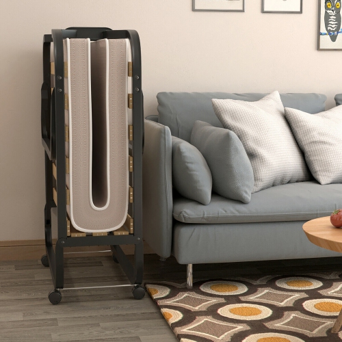 Gymax Folding Bed w/ Memory Foam Mattress Rollaway Metal Guest Bed Sleeper Made in Italy