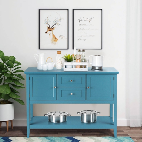 Costway Sideboard Buffet Table Wooden Console Table w/ Drawers & Storage Cabinets