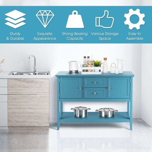 Costway Sideboard Buffet Table Wooden Console Table w/ Drawers & Storage Cabinets