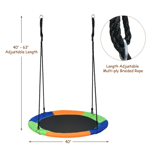 Gymax 40'' Flying Saucer Tree Swing Outdoor Play Set w/ Adjustable Ropes