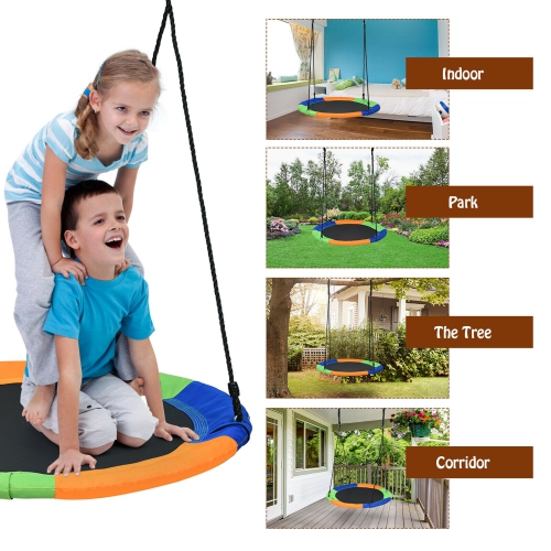 Gymax 40'' Flying Saucer Tree Swing Outdoor Play Set w/ Adjustable Ropes