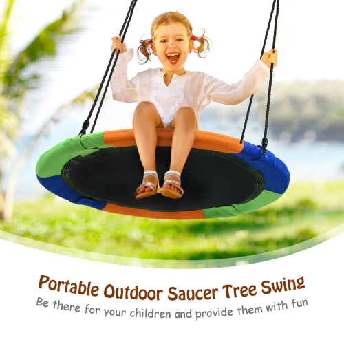 Gymax 40'' Flying Saucer Tree Swing Outdoor Play Set w/ Adjustable Ropes