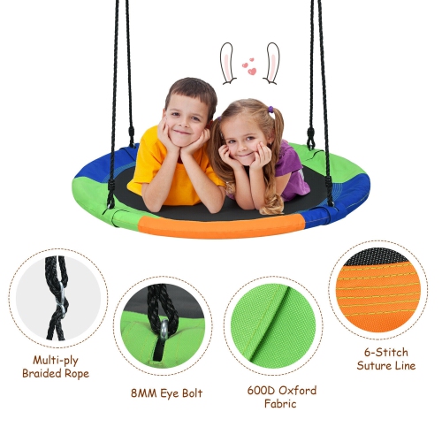Gymax 40'' Flying Saucer Tree Swing Outdoor Play Set w/ Adjustable Ropes