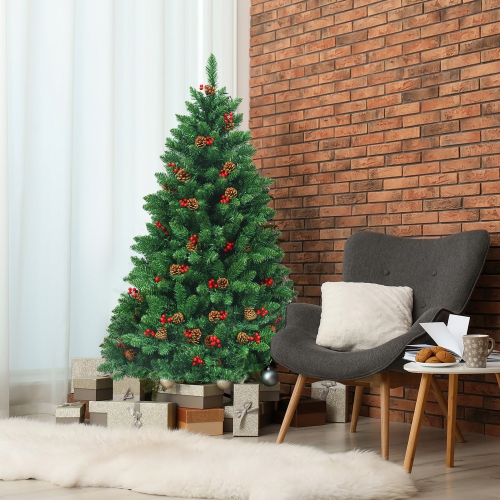 Gymax 4.5FT Pre-Lit Christmas Tree Hinged Artificial Tree Indoor w/ LED Lights