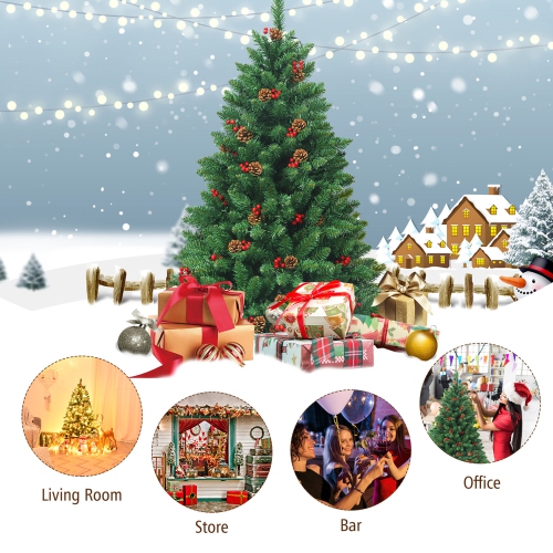 Gymax 4.5FT Pre-Lit Christmas Tree Hinged Artificial Tree Indoor w/ LED Lights