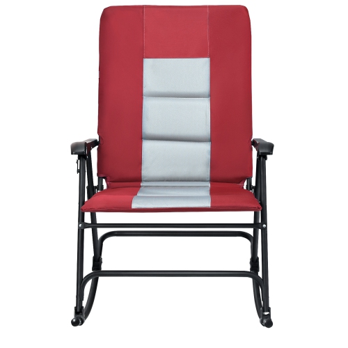 Gymax Set of 2 Padded Folding Rocking Chairs Patio Garden Yard Camping Red/Blue