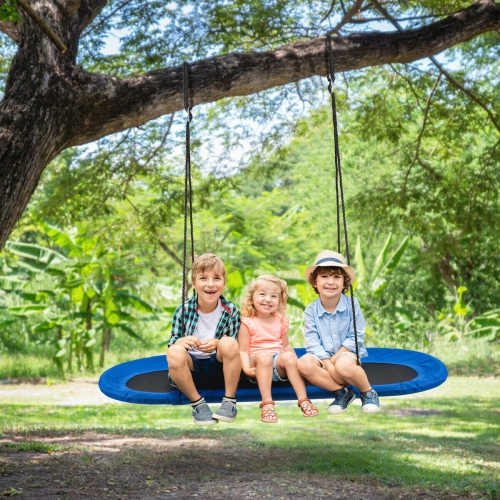 Gymax 60'' Saucer Tree Swing Surf Outdoor Adjustable Kids Giant Oval Platform Swing Set