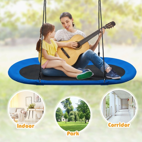 Gymax 60'' Saucer Tree Swing Surf Outdoor Adjustable Kids Giant Oval Platform Swing Set