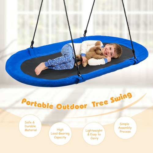 Gymax 60'' Saucer Tree Swing Surf Outdoor Adjustable Kids Giant Oval Platform Swing Set
