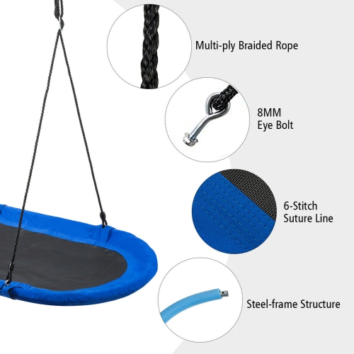 Gymax 60'' Saucer Tree Swing Surf Outdoor Adjustable Kids Giant Oval Platform Swing Set