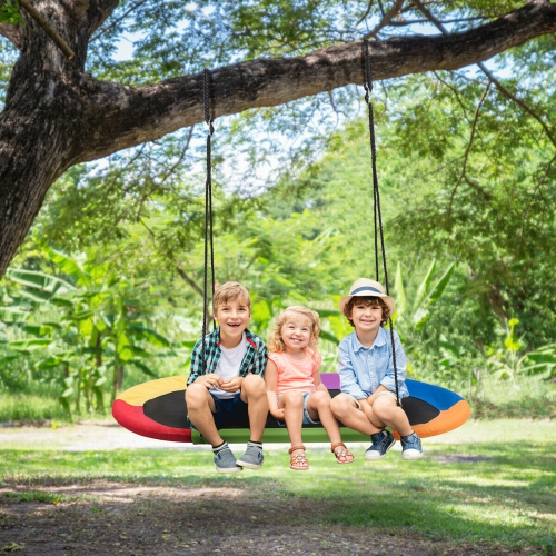 Gymax 60'' Saucer Tree Swing Surf Outdoor Adjustable Kids Giant Oval Platform Swing Set